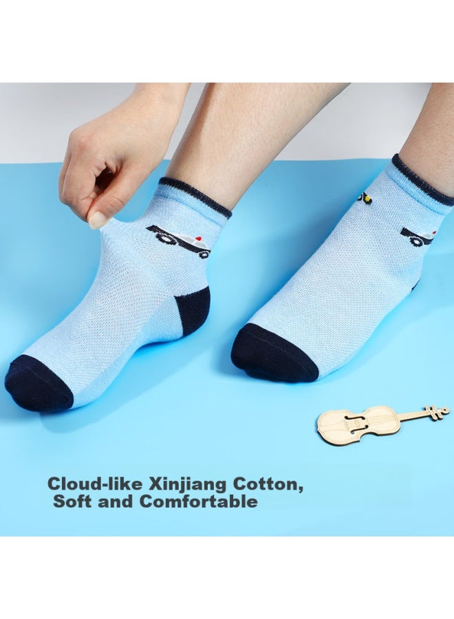 LANG SHA Langsha Children's Socks, Boys' Spring And Summer Thin Mesh Breathable Mid-calf Cotton Socks, Soft Student Short Socks - Image 2