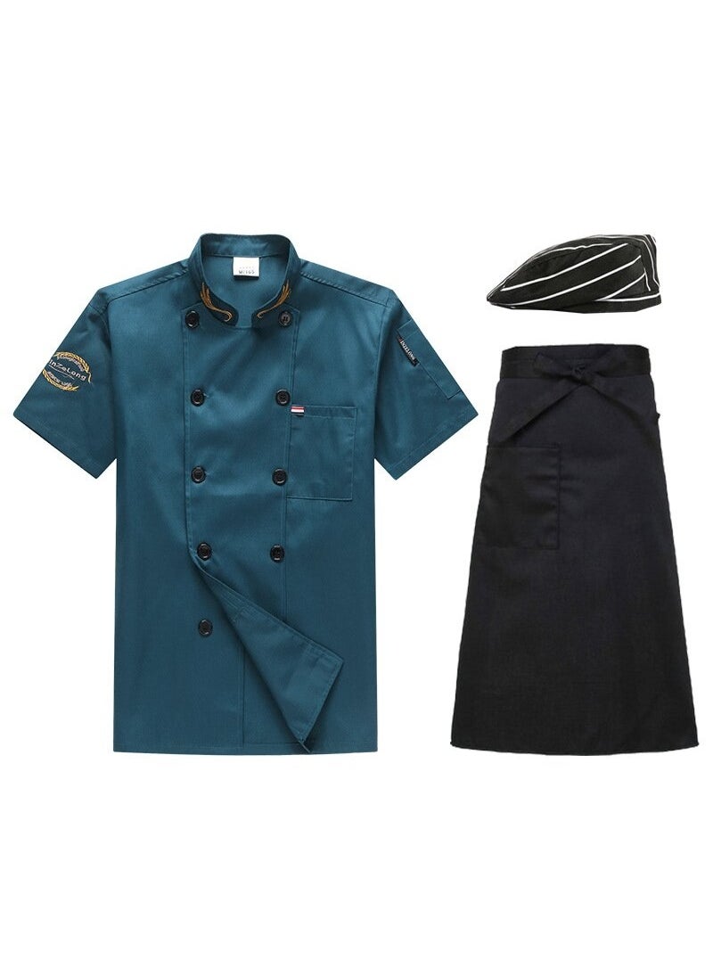 NIBEMINENT Chef Overalls Short-sleeved Summer Thin Breathable Catering Kitchen Hotel Restaurant Canteen Kitchen Waiter Chef Uniform  - Image 1