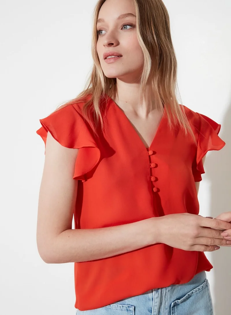 trendyol Stone Button Detailed Top