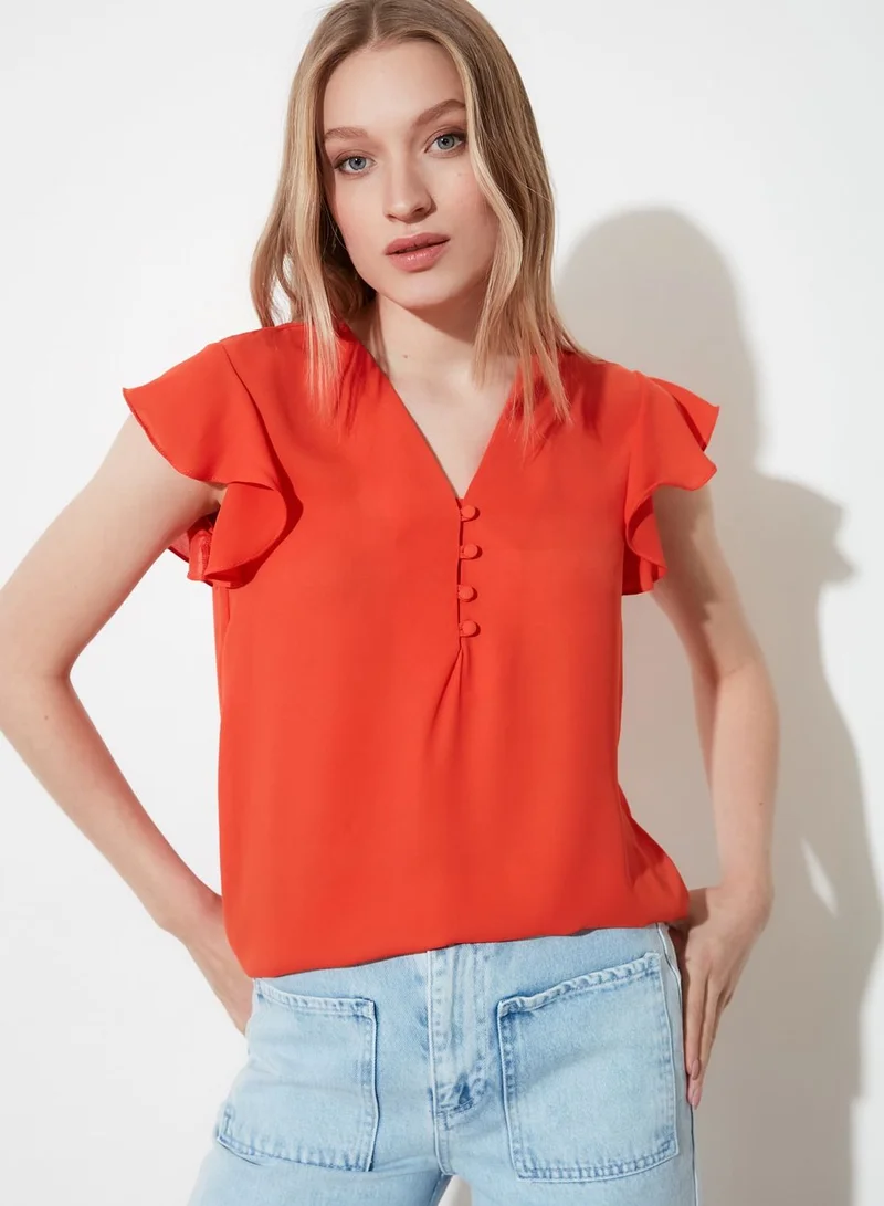 trendyol Stone Button Detailed Top