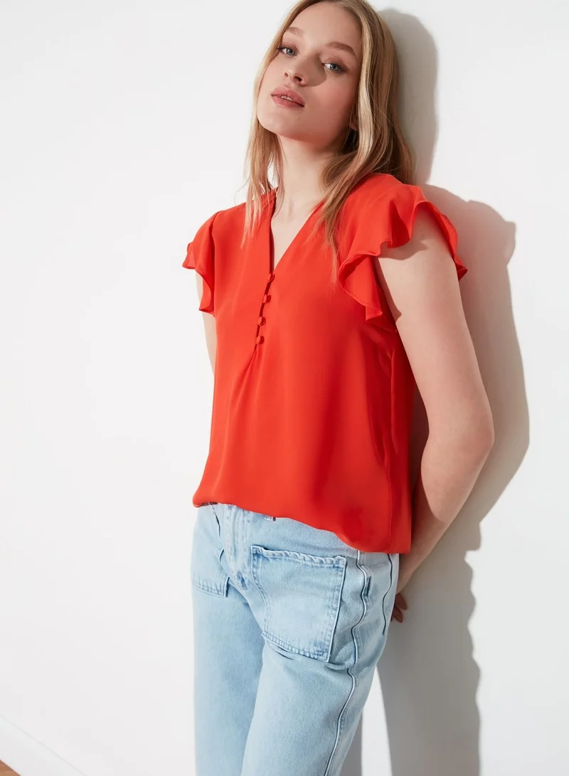 trendyol Stone Button Detailed Top