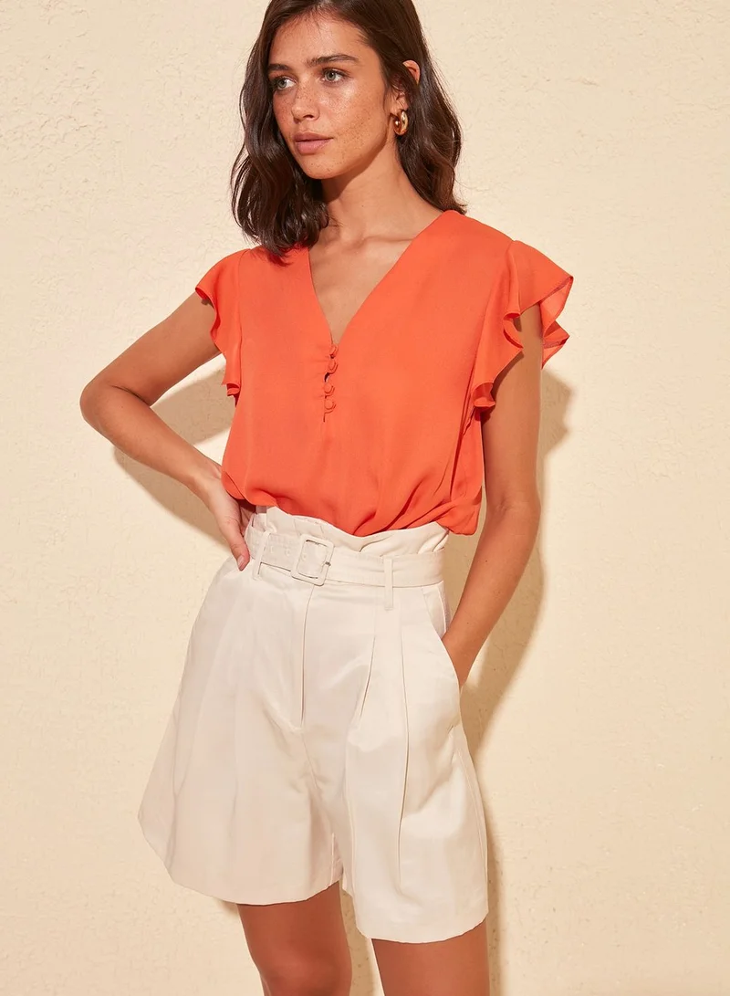 trendyol Stone Button Detailed Top