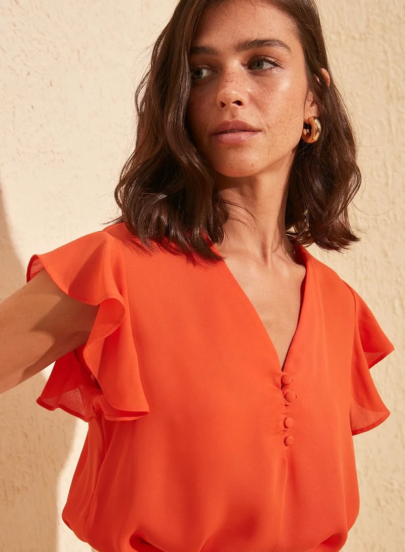 trendyol Stone Button Detailed Top