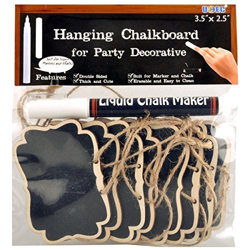 UCEC Mini Erasable Chalkboards, Double Sided Blackboard with Hanging String for Markers & Chalks, Message Board Signs, Food Labels, Wedding Parties, Pack of 12 - Image 1
