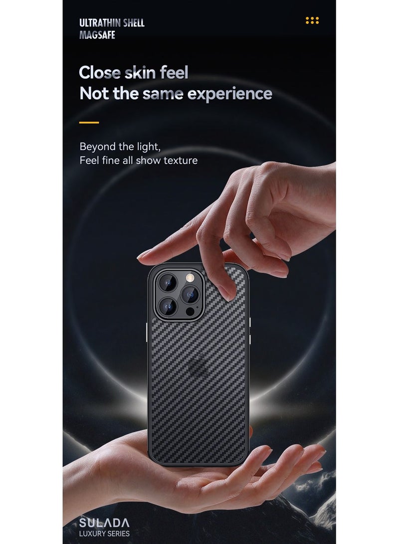 SULADA Case Compatible for iPhone 14 Pro 6.1 inch Ultra-thin and Durable Carbon Fiber Cover Shockproof Fall Proof Black - Image 4