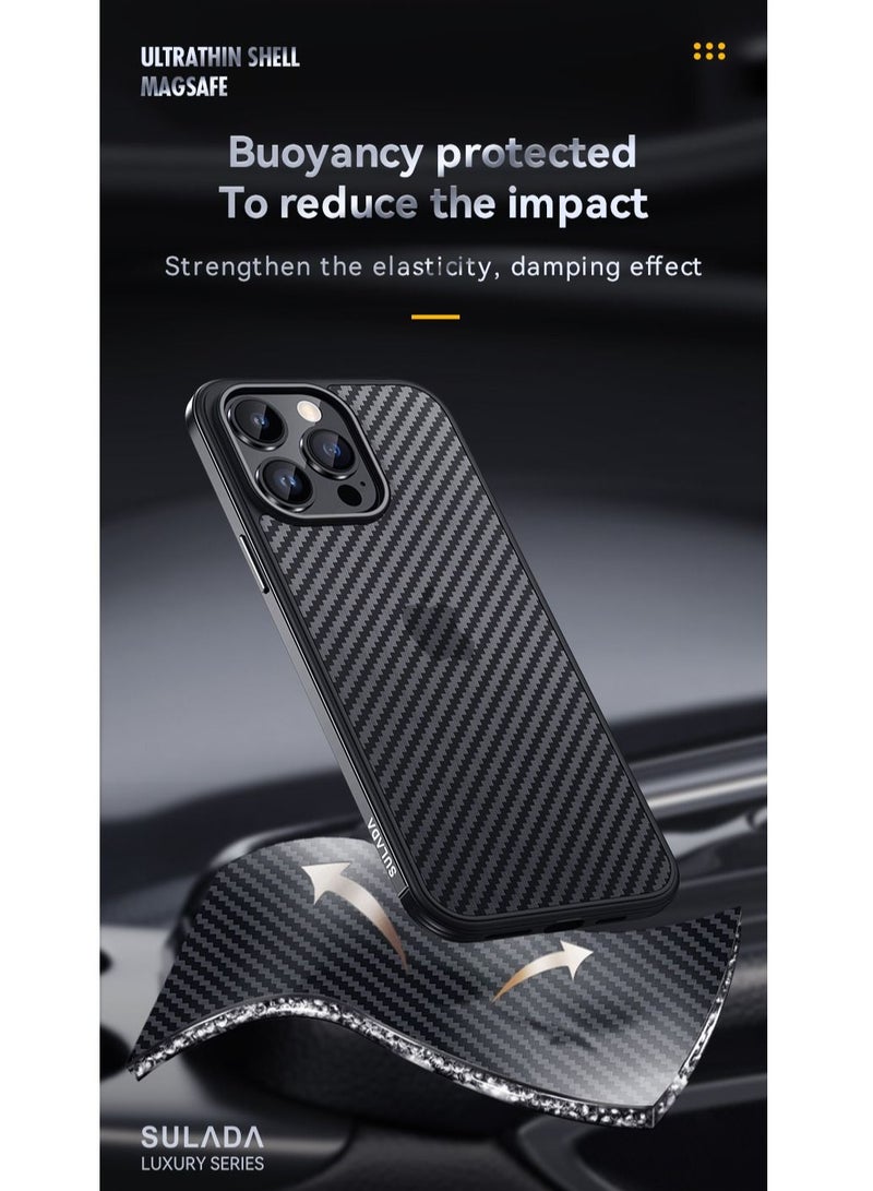 SULADA Case Compatible for iPhone 14 Pro 6.1 inch Ultra-thin and Durable Carbon Fiber Cover Shockproof Fall Proof Black - Image 3