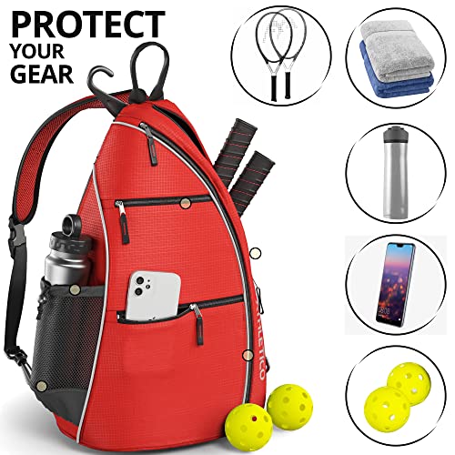 Athletico Sling Bag - Crossbody Backpack for Pickleball, Tennis, Racketball, and Travel for Men and Women (Red) - Image 4