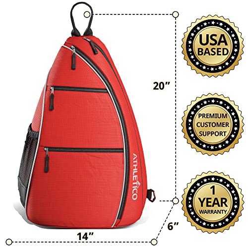 Athletico Sling Bag - Crossbody Backpack for Pickleball, Tennis, Racketball, and Travel for Men and Women (Red) - Image 5