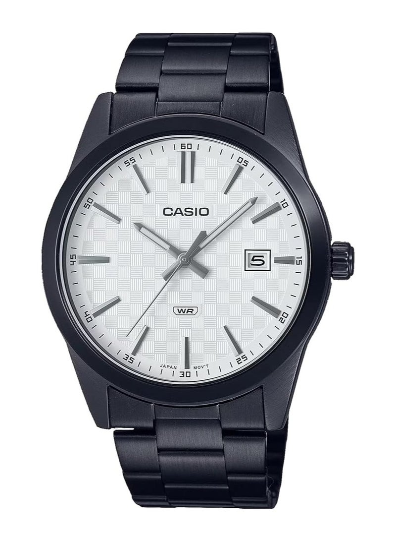 Casio MTP-VD03B-7A Men's  Black  Stanless Steel White Dial Hand Analog Watch - Image 1