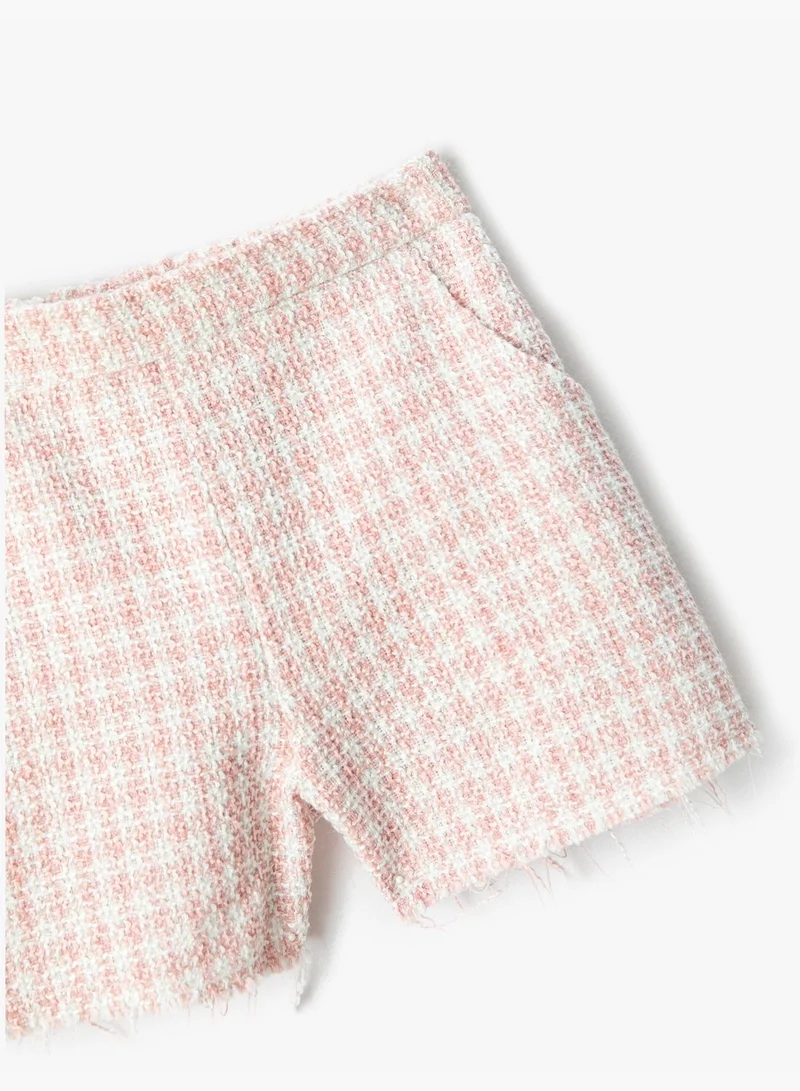 كوتون Tweed Shorts Pocket Detail Cotton Button