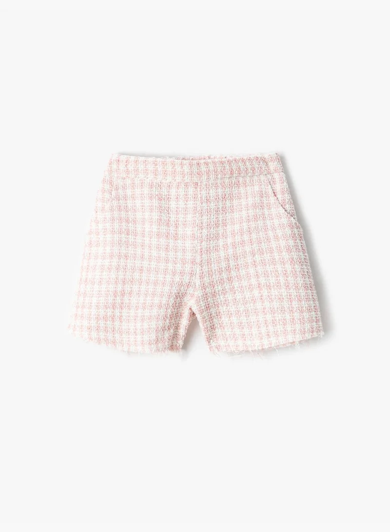 كوتون Tweed Shorts Pocket Detail Cotton Button