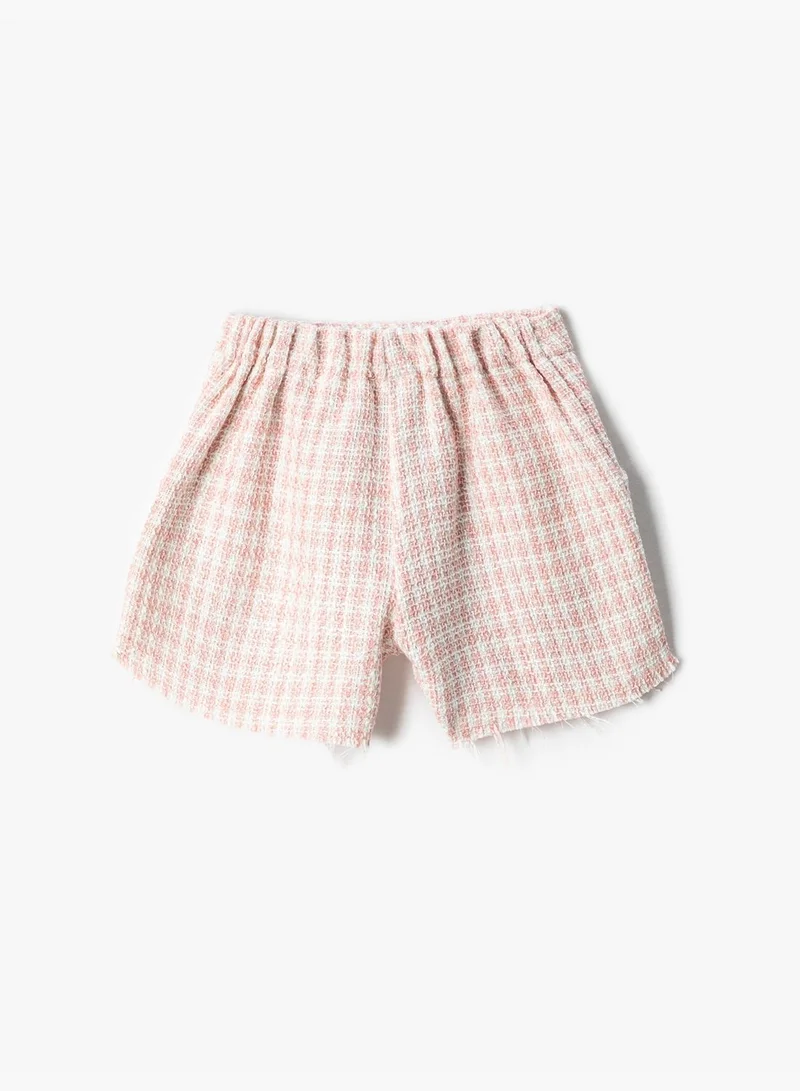 كوتون Tweed Shorts Pocket Detail Cotton Button