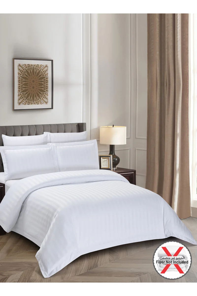 دوناتيلا Striped Duvet Cover Set King Size 220x240 cm - 6-Pcs Bed Set, Microfiber Fabric - 1 Duvet Cover, 1 Fitted Sheet, 2 Pillow Sham, 2 Pillowcase (Filler Not Included)