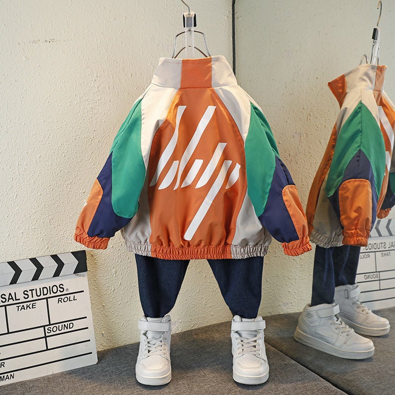 Boys' Color-Matching Coat Children'S Autumn Online Popular Handsome Fashionable Brand Jacket With Cool Clothes - Image 2