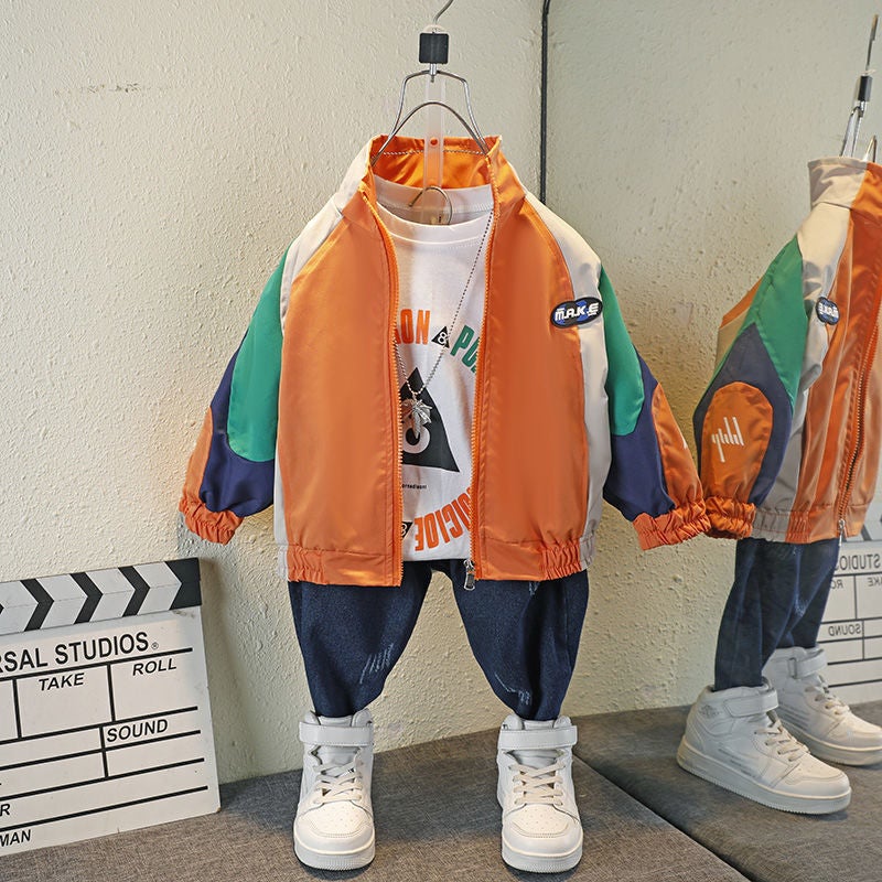 Boys' Color-Matching Coat Children'S Autumn Online Popular Handsome Fashionable Brand Jacket With Cool Clothes - Image 3