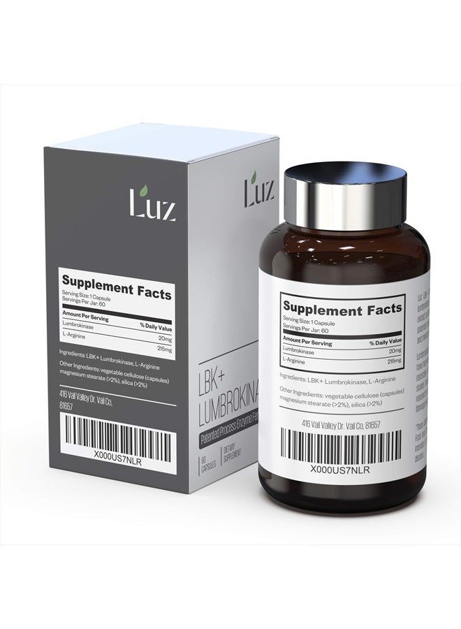 Luz LBK+ Lumbrokinase - Patented Process - 60 Capsules - Image 3