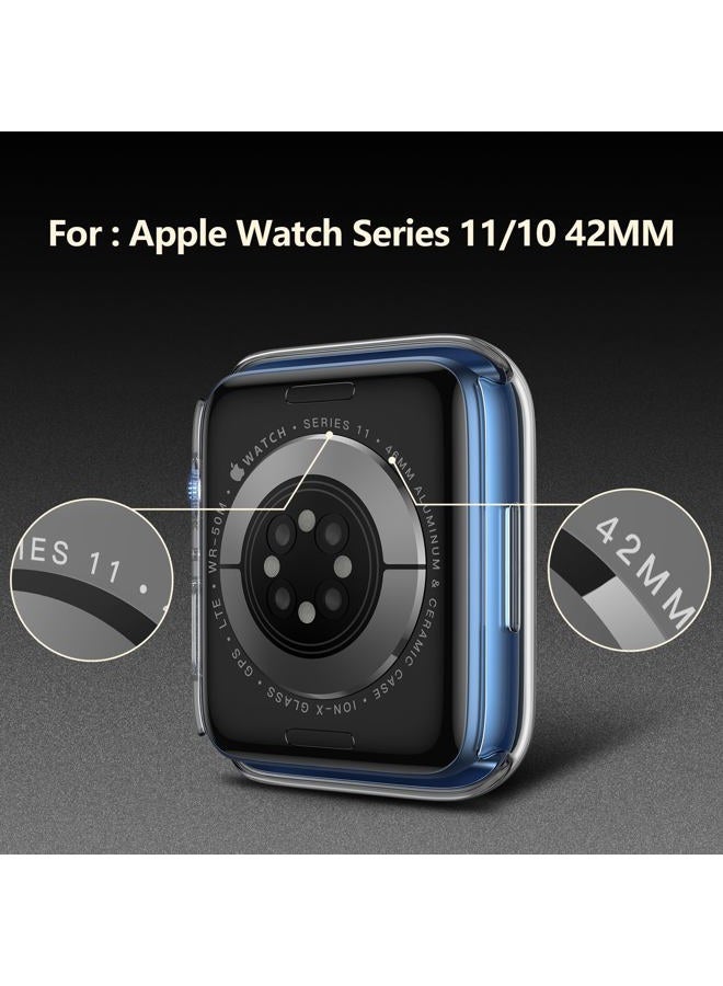 JULK [2 Pack] Case with Tempered Glass Screen Protector for Apple Watch 10 (2024) 42mm, Slim Guard Bumper with HD Glass, Full Coverage Hard PC Protective Cover for iWatch Series 10 42mm, Transparent - Image 3