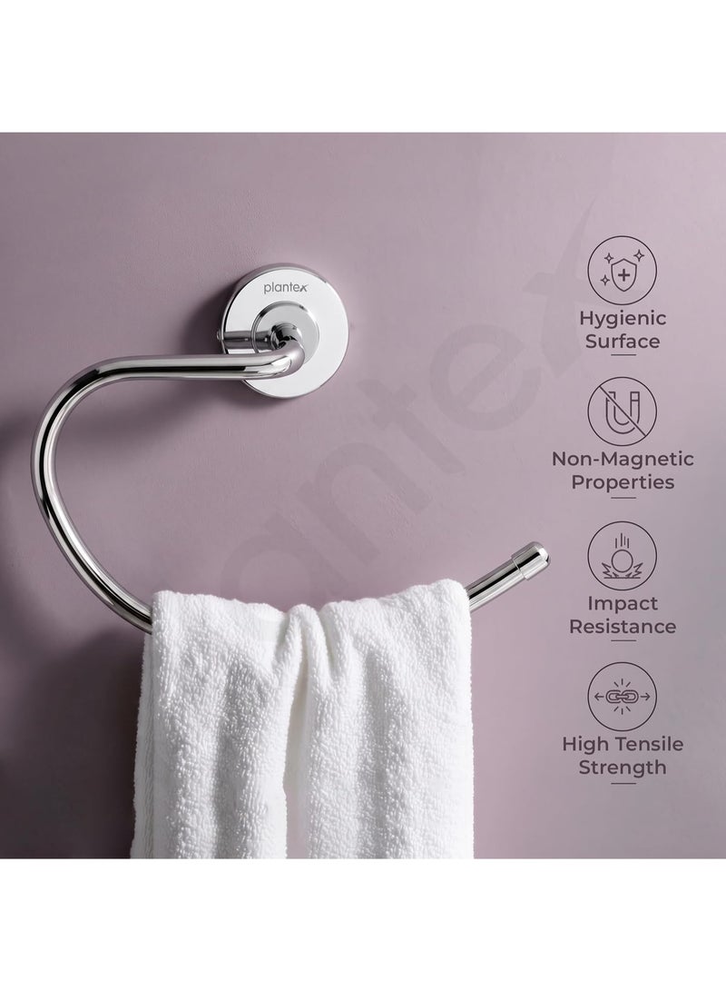 Plantex 304 Grade Stainless Steel Towel Ring for Wash Basin/Napkin Hanger for Bathroom/Hand Towel Holder/Bathroom Accessories - Daizy (Round,Chrome) - Image 3
