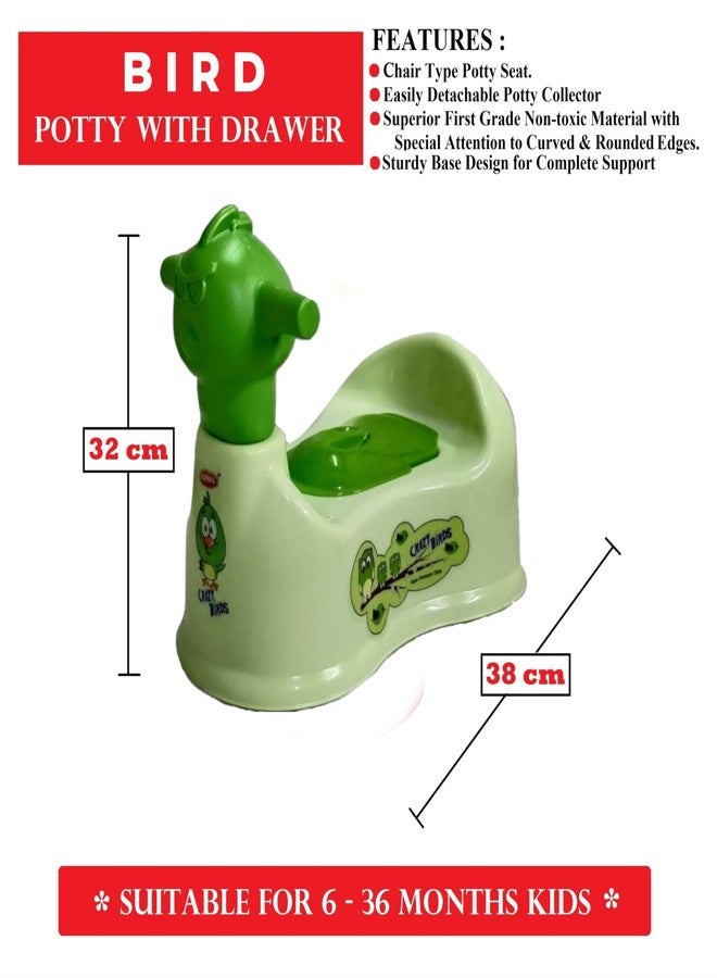 Moltres - Crazy Bird Baby Potty Seat - Baby Toilet Trainer Potty Seat with Removable Tray, Lid Cover - For 6 to 24 Months Baby (Green) - Image 2