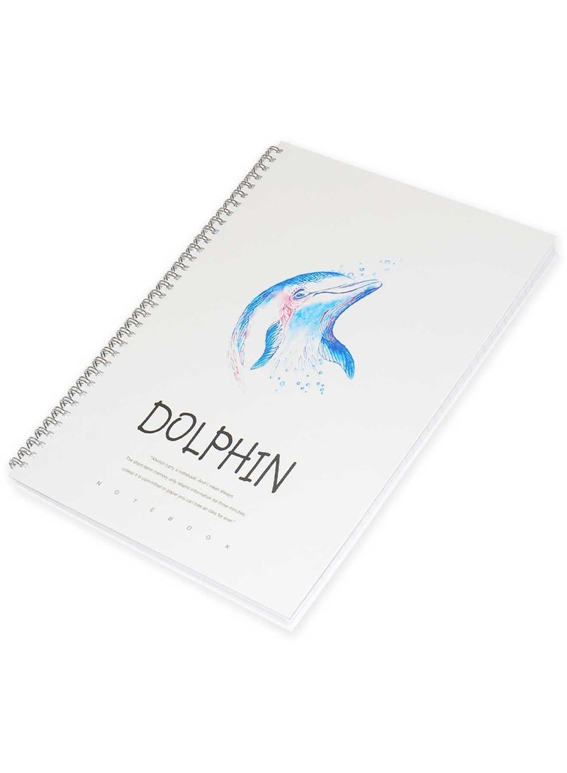FIS 5 قطع من دفتر الملاحظات الحلزوني ذي الغلاف الصلب 96 ورقة مقاس A4 بتصميم دولفين - Image 3