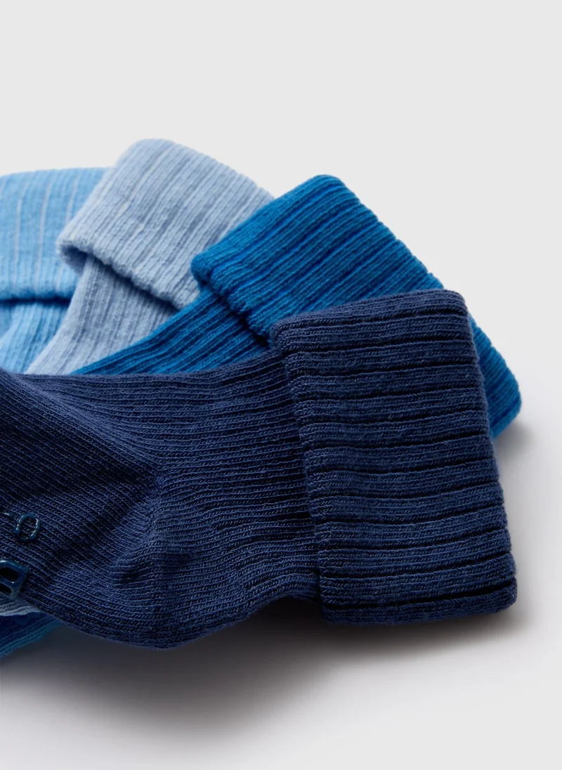 Matalan Baby 4 Pack Blue Ribbed Socks