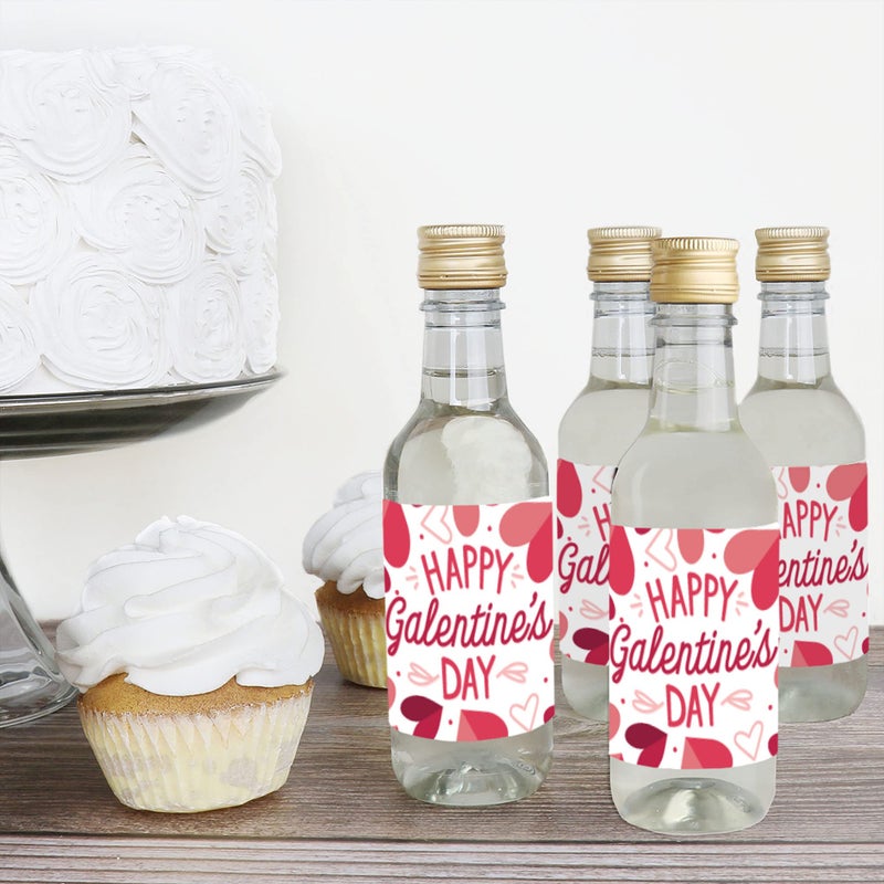 Big Dot of Happiness Happy Galentineâ€™s Day - Mini Wine and Champagne Bottle Label Stickers - Valentineâ€™s Day Party Favor Gift for Women and Men - Set of 16 - Image 3