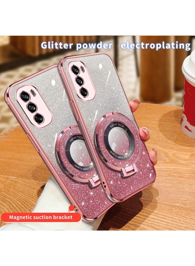 S-TOP Case For Motorola Moto G62 5G Plated Gradient Glitter Round Holder TPU Phone Case - Image 3