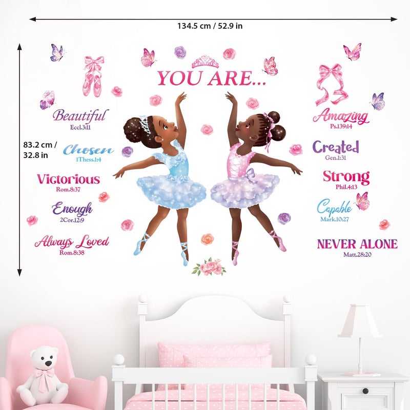Decowall Sg2-2319 Black Girl Magic Ballerina Wall Stickers Decals Afro Art Women Inspirational Bedroom Nursery Gift Beautiful Playroom Kids D?Cor Baby Butterfly Decoration Motivational Room - Image 5