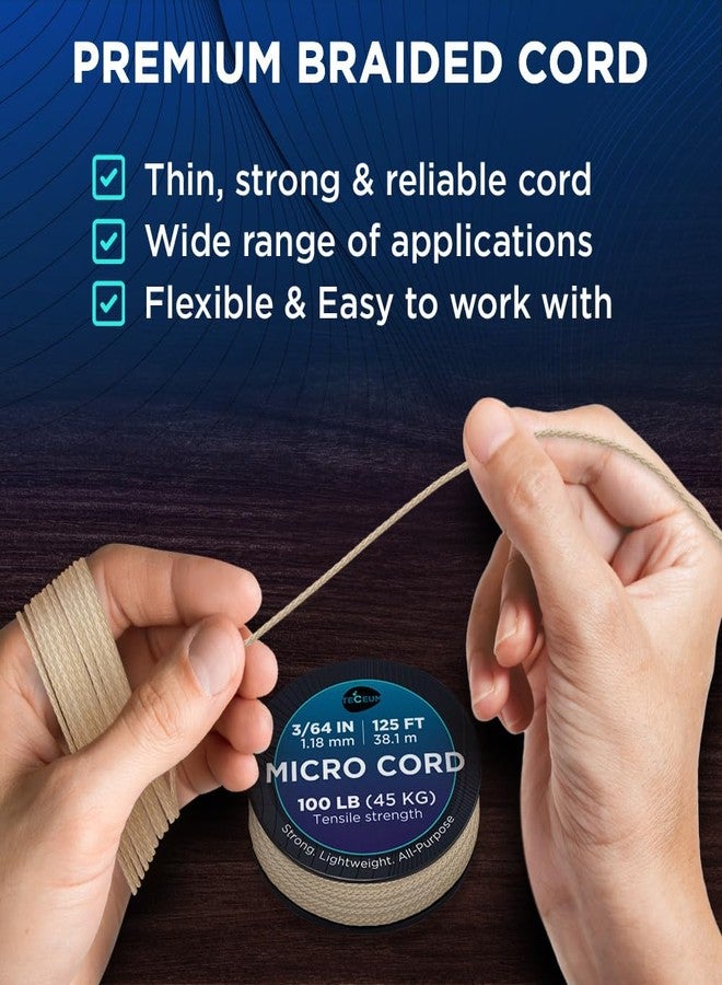 TECEUM Micro Paracord - Orange - 1.18 mm x 125 ft - Micro Utility Cord - Thin Braided Paracord Rope Nylon Polyester - Wind Chime Replacement - Survival Strong String 044c - Image 3