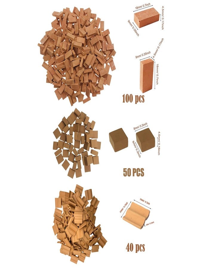 Cayway 150 PCS Mini Red Wall 50 PCS Mini Red Roof Tiles Model Building with Tool Set, Scale Model Bricks 18mm Fake Tiles Model for Dollhouse Bricks Diorama Fairy - Image 2