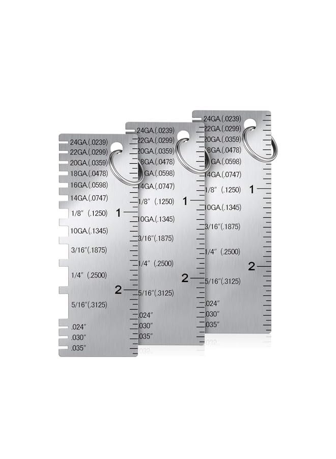 PROMASS 3pcs Gauge Metal Sheet Thickness Gauge Metal Gauge Tool Stainless Steel Thickness Gauge ONE-Sided Material - Image 1