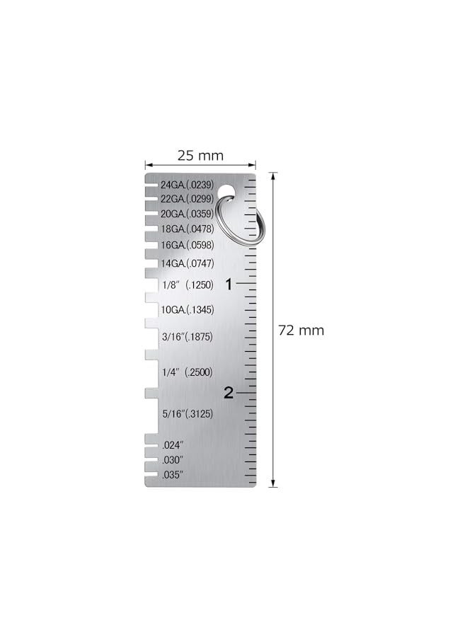 PROMASS 3pcs Gauge Metal Sheet Thickness Gauge Metal Gauge Tool Stainless Steel Thickness Gauge ONE-Sided Material - Image 2