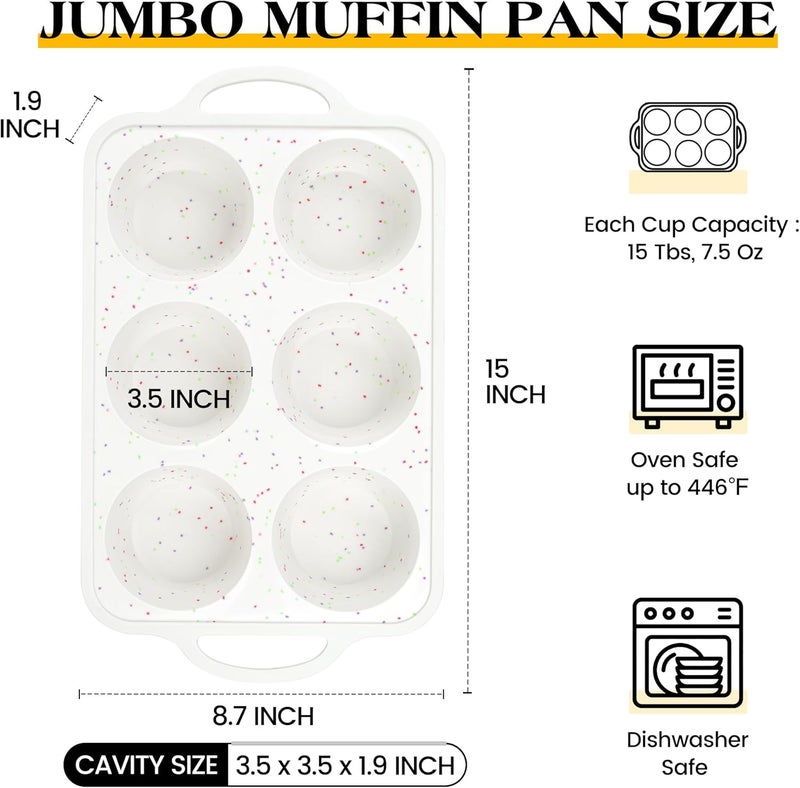 AOTASO 2 Pcs Jumbo Muffin Pan with Metal Frame, Nonstick 6 Cup Extra Large Cupcake Pan for Baking, Silicone Deep Muffin Tray for Egg Bites (Cream) - Image 5