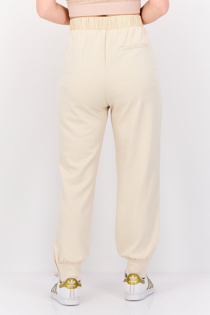 ESPRIT Women Regular Fit Solid Jogger Pants, Cream  - Image 4