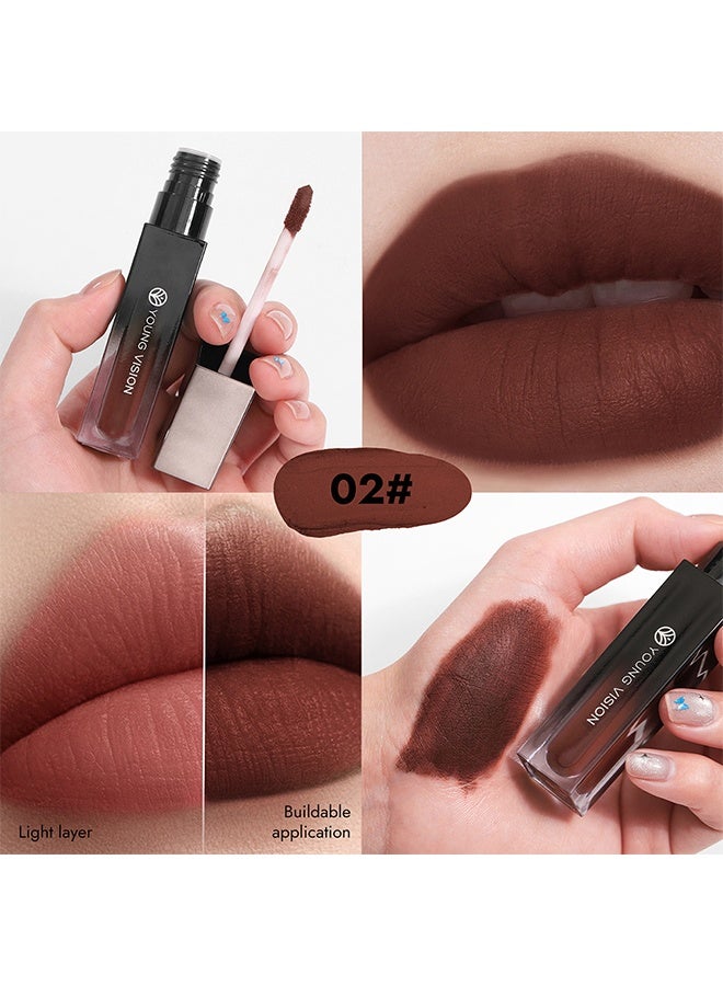 YOUNG VISION Matte Lip Cream，Velvet Matte Liquid Lipstick Long Lasting, 4-in-1 Multi-Use Brown Makeup for Lips, Blush, Eyeshadow & Contour, Smooth & Non-Drying Silky Liquid Lipstick, Buildable High Pigment | Velvet Matte, Smooth  #02 - Image 2