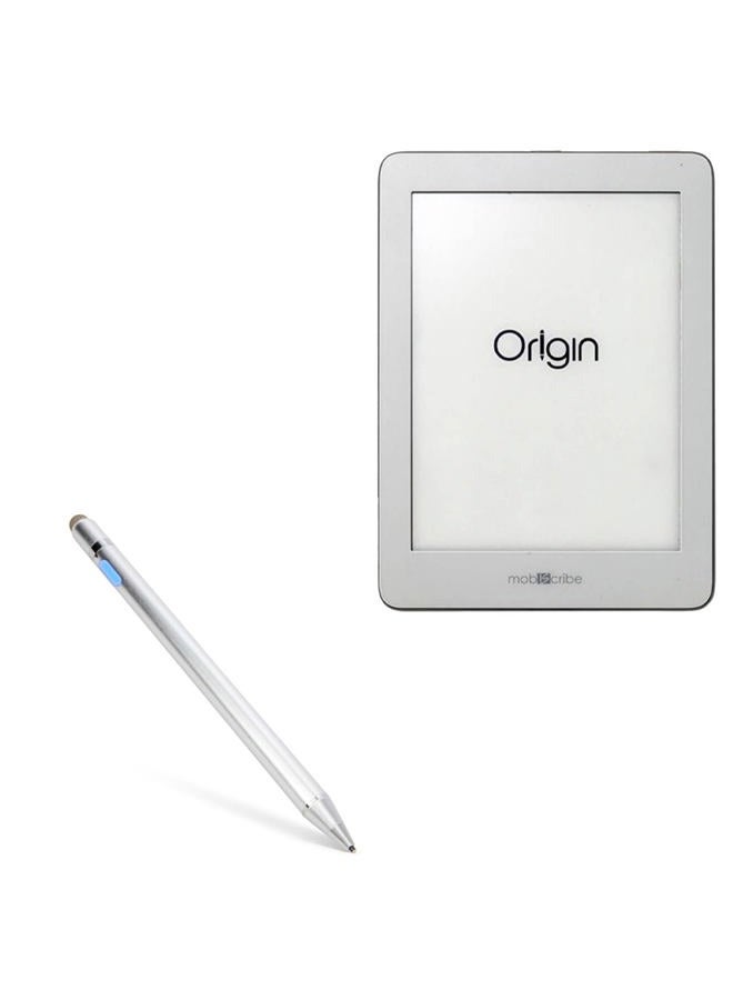 BoxWave Stylus Pen Compatible with Mobiscribe Origin E-Ink Notebook (6.8 in) - AccuPoint Active Stylus, Electronic Stylus with Ultra Fine Tip - Metallic Silver - Image 1