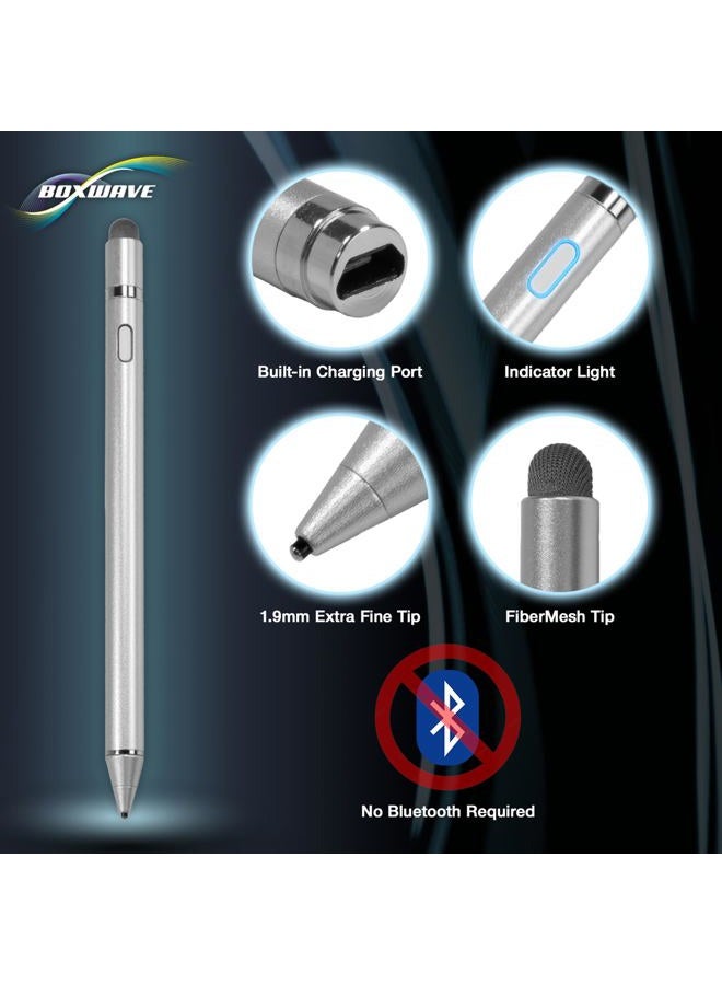 BoxWave Stylus Pen Compatible with Mobiscribe Origin E-Ink Notebook (6.8 in) - AccuPoint Active Stylus, Electronic Stylus with Ultra Fine Tip - Metallic Silver - Image 4
