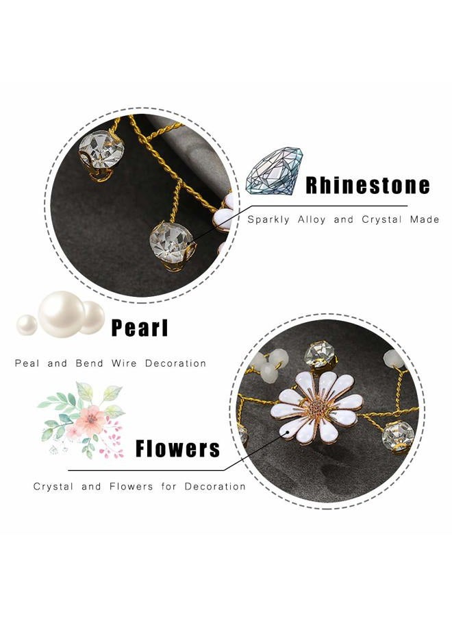 Unicra Bride Flower Wedding Hair Vine Daisy Gold Bridal Hair Piece Crystal Hair Accessories for Women and Girls - Image 4