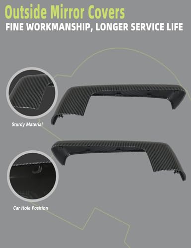 HONFQP Rearview Mirror Cover Carbon Fiber Compatible with Chevy Silverado 1500 2500 3500 2019-2024/ GMC Sierra 1500 2500 3500 2019-2024 Accessories Parts Replaces Left Right 1 Pair - Image 3