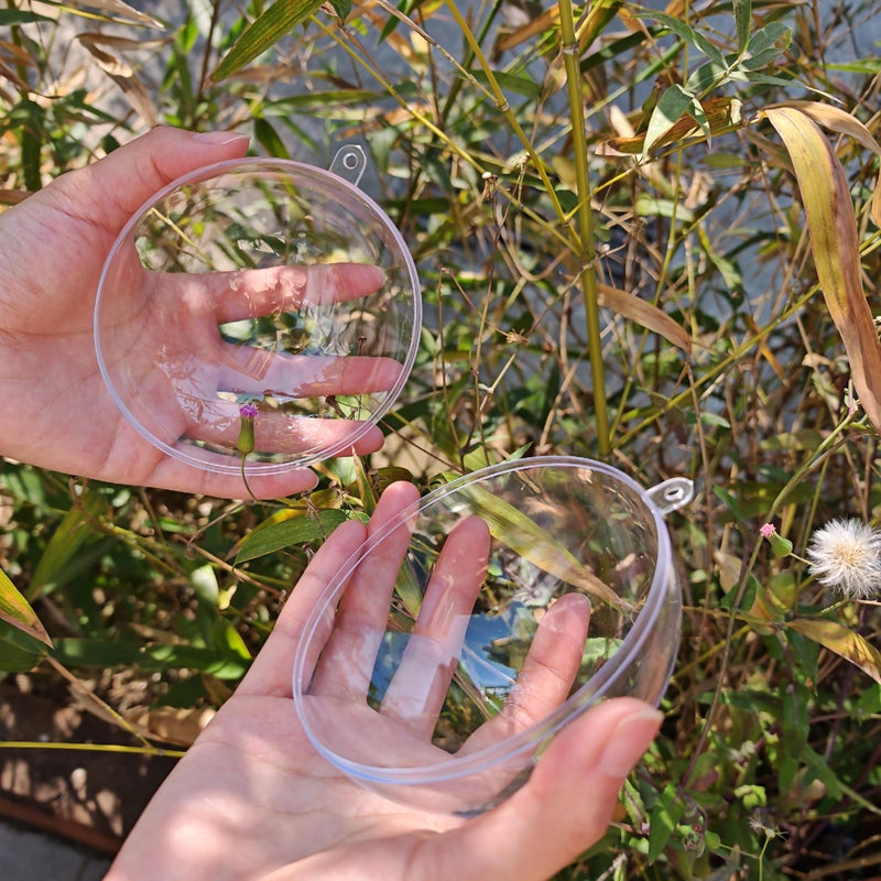YOZIEMQ Acrylic Hollow Ball, Clear Plastic Fillable Ornaments Ball, DIY Clear Plastic Balls for New Years Present,Xmas Tree,Home Decoration,Wedding,Party (10cm/3.94inch,10PCS) - Image 2