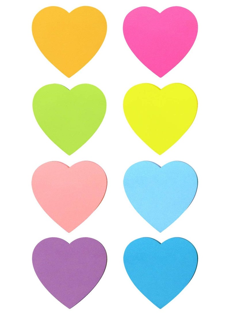 Generic Heart Shape Sticky Notes 8 Color Bright Colorful Sticky Pad 30 Sheets/Pad Self-Sticky Note Pads  - Image 2