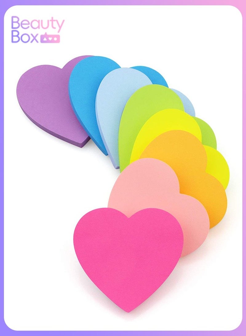 Generic Heart Shape Sticky Notes 8 Color Bright Colorful Sticky Pad 30 Sheets/Pad Self-Sticky Note Pads  - Image 1