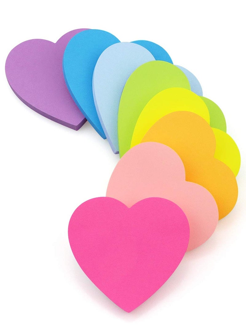 Heart Shape Sticky Notes 8 Color Bright Colorful Sticky Pad 30 Sheets/Pad Self-Sticky Note Pads - Image 1