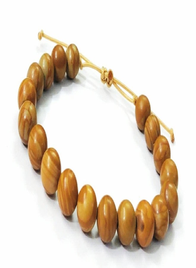 Jewel string wood jasper stone bracelet with beige colour cord adjustable for (unisex)(size 5 inch to 8 inch wrist) - Image 2