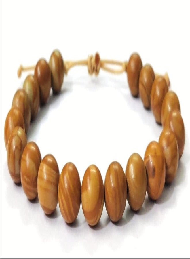 Jewel string wood jasper stone bracelet with beige colour cord adjustable for (unisex)(size 5 inch to 8 inch wrist) - Image 3