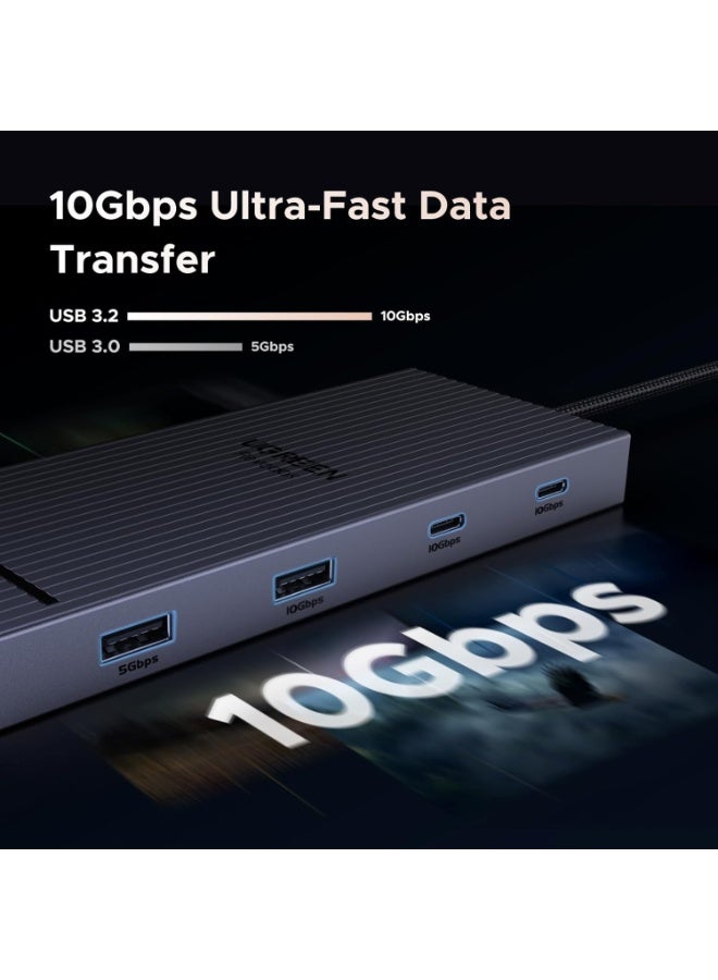 UGREEN Revodok 10 in 1 USB C Docking Station Dual 4K Monitor, USBC Hub with 2 HDMI, USB A&C 3.2 Ports, SD/TF Card Reader, PD 100W Charging, USB C Dock with 1Gbps Ethernet for Dell, HP, XPS and More - Image 4