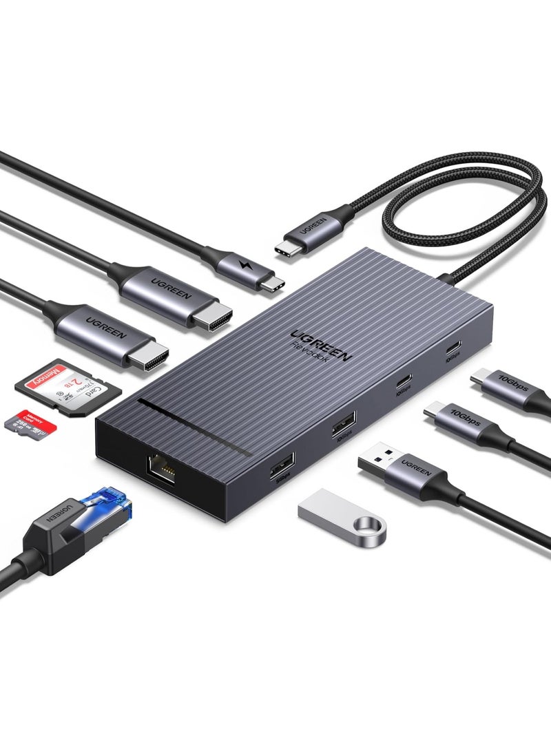 UGREEN Revodok 10 in 1 USB C Docking Station Dual 4K Monitor, USBC Hub with 2 HDMI, USB A&C 3.2 Ports, SD/TF Card Reader, PD 100W Charging, USB C Dock with 1Gbps Ethernet for Dell, HP, XPS and More - Image 1