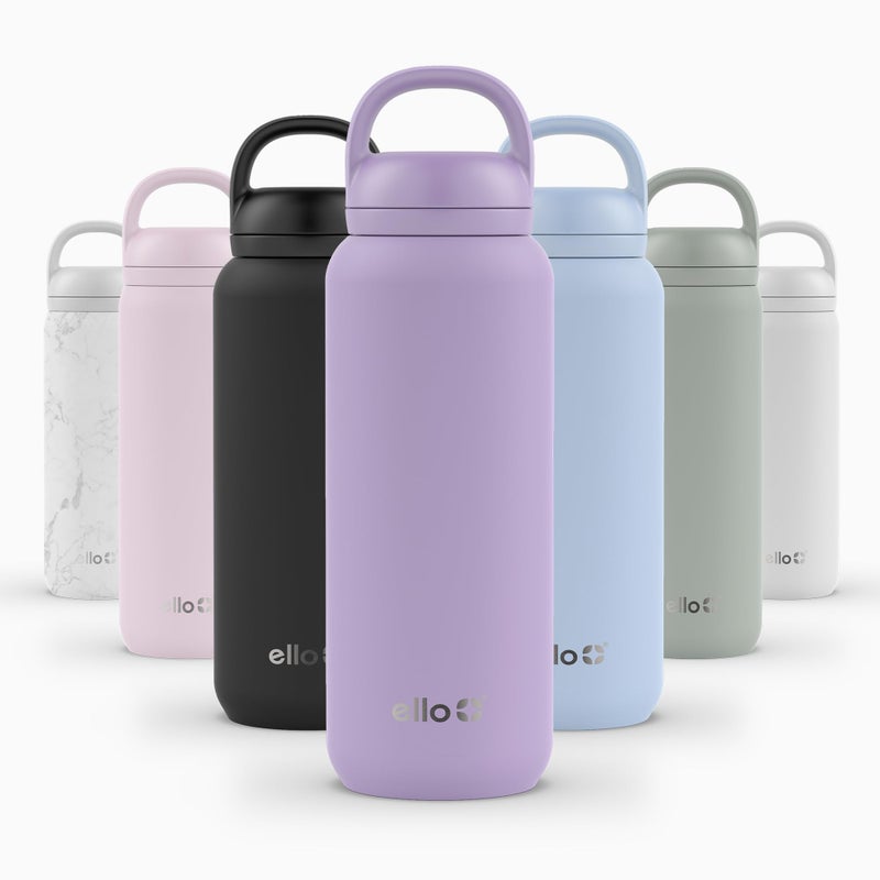 Ello Cooper Twist 32oz Stainless Steel Water Bottle with Chug Lid Leak Proof Double Walled and Vacuum Insulated Built in Carry Loop Dishwasher Safe Lilac - Image 2