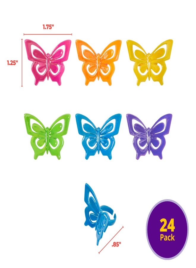 DecoPac Butterfly Cupcake Rings, 24 Multi-colored Cupcake Toppers in Pink, Purple, Blue, Green, Yellow & Orange, 3d Food Safe Cake Toppers - 24 Pack - Image 3