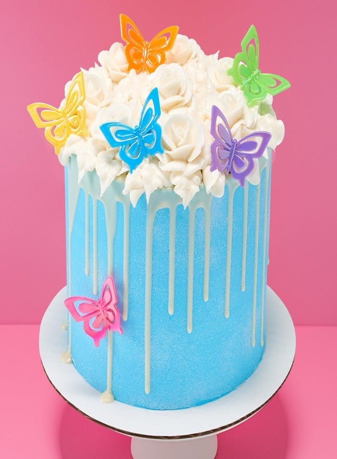 DecoPac Butterfly Cupcake Rings, 24 Multi-colored Cupcake Toppers in Pink, Purple, Blue, Green, Yellow & Orange, 3d Food Safe Cake Toppers - 24 Pack - Image 4